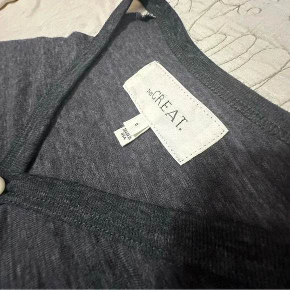 The Great Size 0 XS Henley Raglan Sleeves T-Shirt Dress Gray Cream - Picture 5 of 8